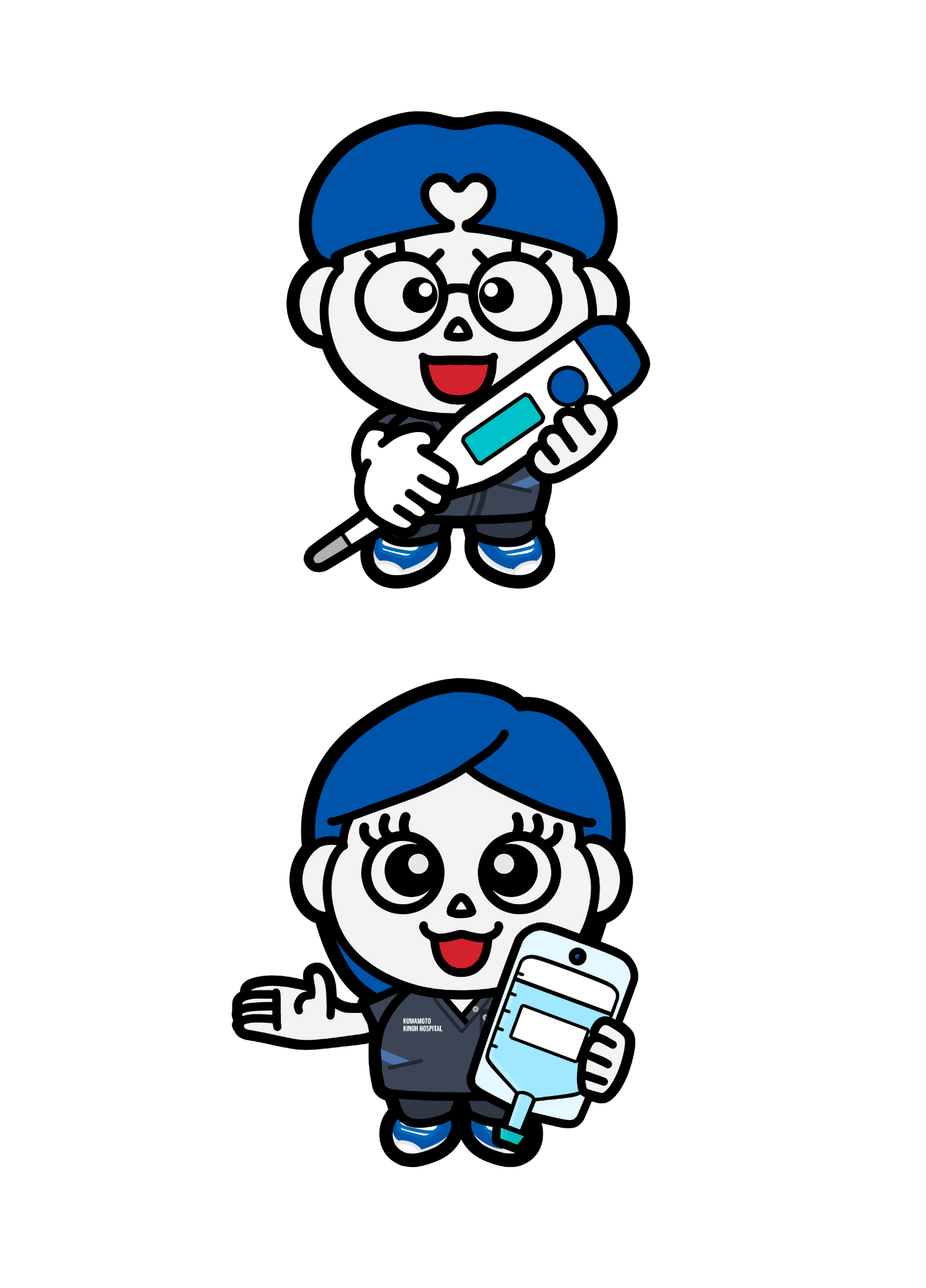 熊本機能病院 キャラクター キノウくん アシタちゃん イラスト 看護師